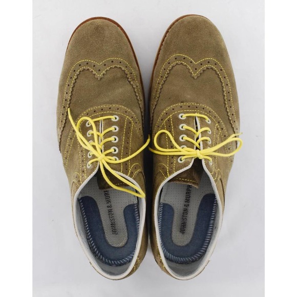 Johnston & Murphy Men's Taupe Suede Sheepskin Brogue Wingtip Oxfords - Picture 6 of 9